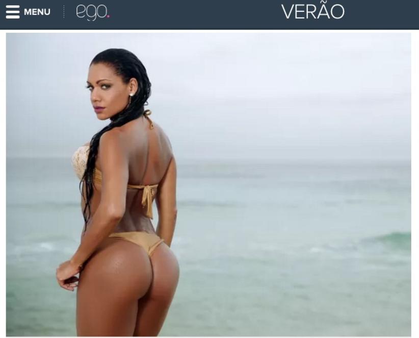 Ana Paula Evangelista mostra bumbum avantajado na praia