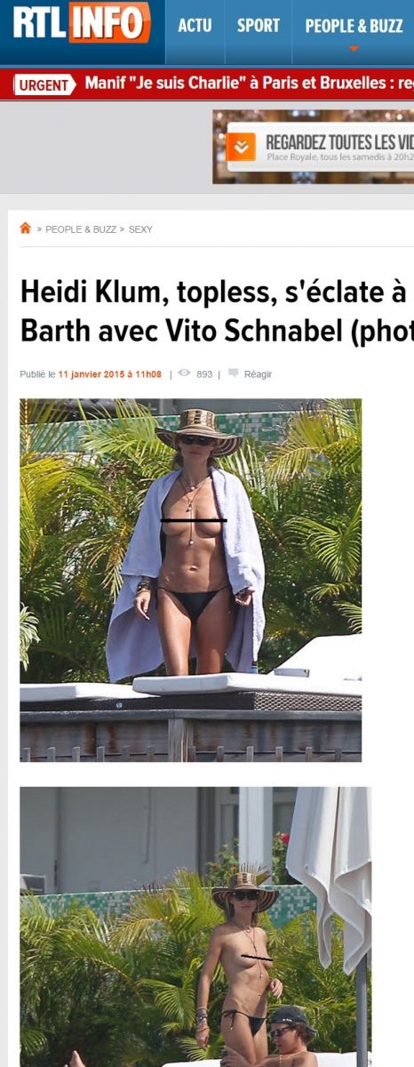 Heidi Klum faz topless durante férias no Caribe