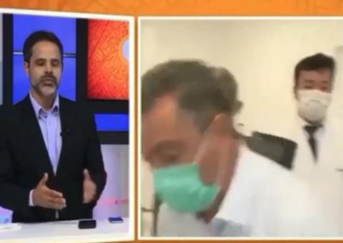 Rep Rter Do Sbt Desmaia Ao Vivo Durante Entrevista