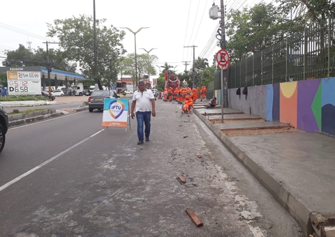 Obra Interdita Faixa Da Avenida Rodrigo Ot Vio Em Manaus