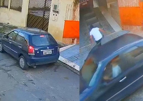 Vídeo mostra momento em que criminosos rendem enfermeira em garagem e