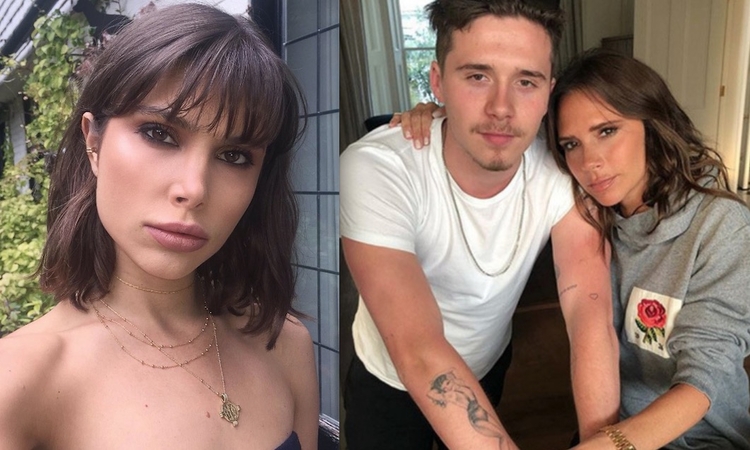 À esquerda, Phoebe Torrance, nova namorada de Brooklyn Beckham. À direita, o rapaz com a mãe, Victoria. Foto: Reprodução/Instagram