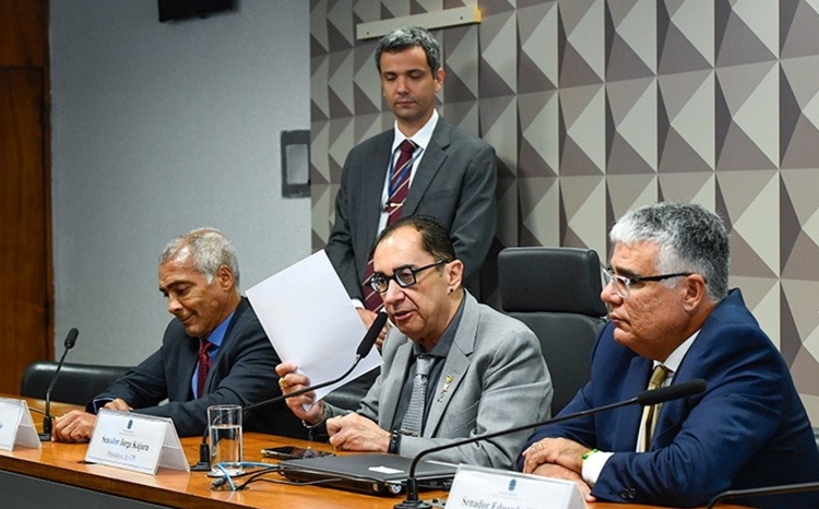 Romário, Kajuru e Girão foram eleitos, respectivamente, relator, presidente e vice-presidente da CPI   Foto: Divulgação/ Agência Senado