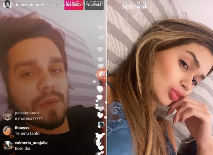 Luan Santana em live e Franciny Ehlke nos stories - Foto: Reprodução/ Instagram