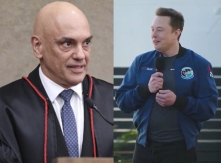 Ministro Alexandre de Moraes e Elon Musk. - Foto: Divulgação TSE / Reprodução Twitter