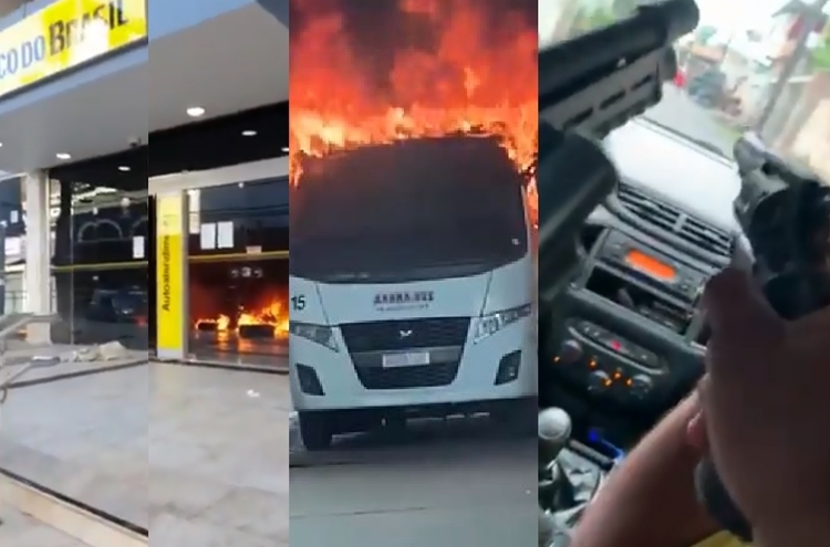 Agências bancárias e ônibus foram alvos dos criminosos. Foto: Reprodução