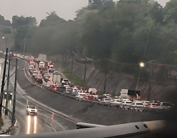 Congestionamento na Avenida das Flores - Foto: Divulgação