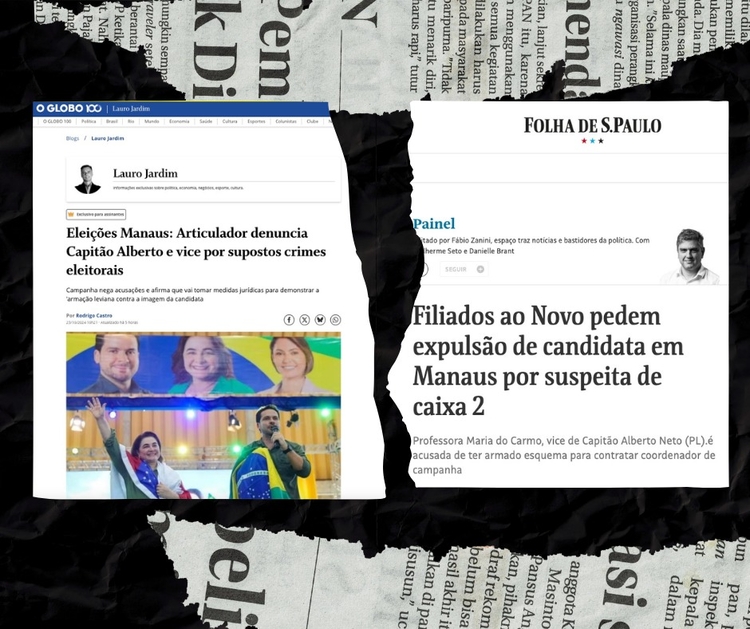 Caso envolvendo 'caixa 2' na campanha de Alberto Neto e Maria do Carmo repercute nacionalmente nos jornais O Globo e Folha de São Paulo