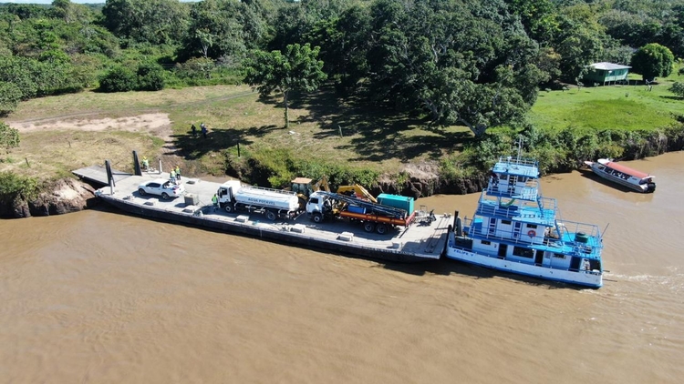 Primeiros equipamentos chegando na Vila de Urucurituba para implantação do Projeto Potássio Autazes. - Foto: Divulgação