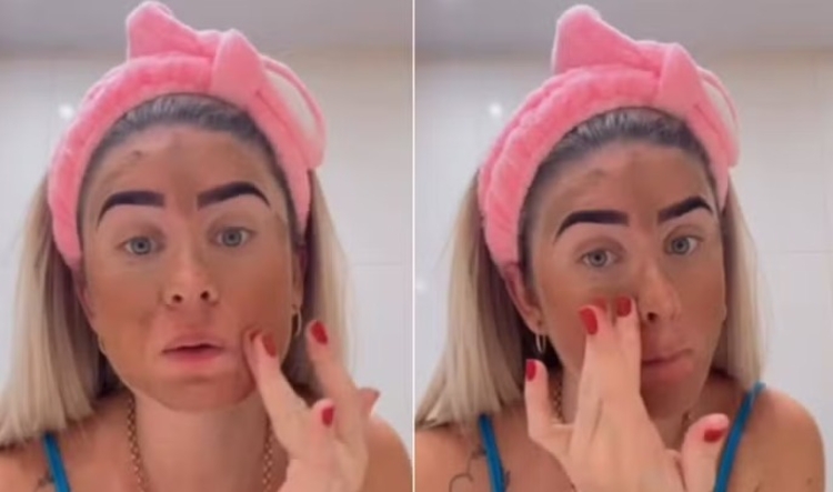 Influencer divide opiniões ao usar fezes no rosto - Imagens: Reprodução