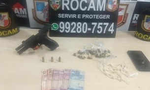 Armado com pistola, homem é preso com mochila repleta de drogas