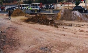 Funcionário fica soterrado durante acidente em obra da Prefeitura de Manaus 