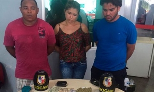 Com cédulas estrangeiras, trio é preso pela Rocam com droga