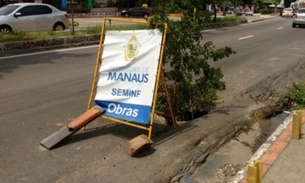 Avenida Ephigênio Salles segue com obra emergencial em Manaus 