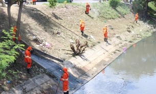 Sistema de igarapés da Cachoeirinha recebe limpeza em Manaus 