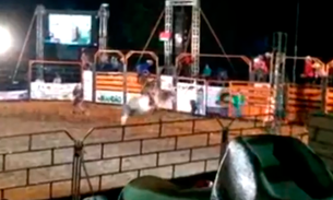 Vídeo mostra momento em que peão cai e é pisoteado por touro durante rodeio