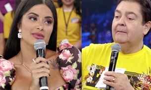 Faustão pergunta de Aline Riscado ao vivo: ‘Tá namorando o Gabigol’