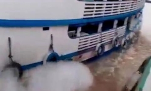 Barco apavora passageiros ao fazer ultrapassagem perigosa no Amazonas