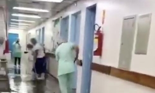 Água invade Hospital da Criança durante forte chuva em Manaus