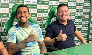 Dudu e Thiago Donda após a renovação do atacante com o Palmeiras, em 2022. Foto: Arquivo Pessoal