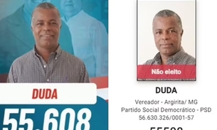 Duda, do PSD, foi cadastrado com um número no TRE e usou santinho com outro dado nas eleições 2024 — Foto: Reprodução