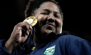 Beatriz Souza conquistou o primeiro ouro do Brasil, na categoria +78kg do judô. Foto: Alexandre Loureiro/ COB