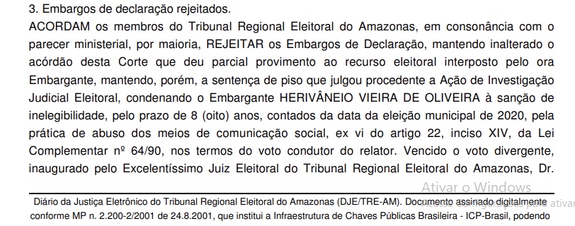 Fonte: Diário da Justiça Eletrônico do TRE-AM