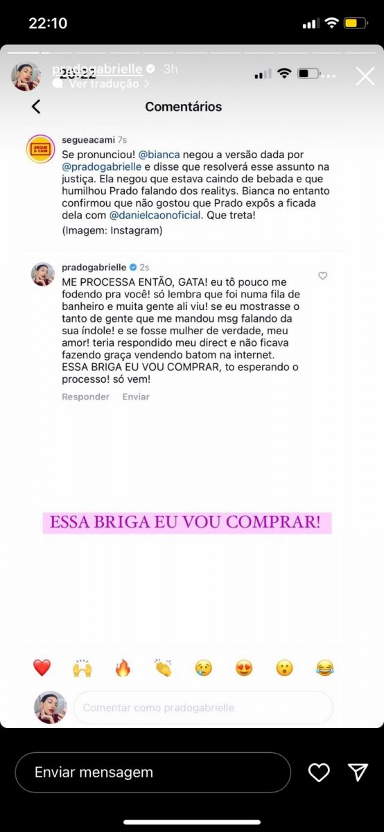 Bianca Andrade ameaça processar Gabi Prado após briga e influencer rebate:  'com gosto