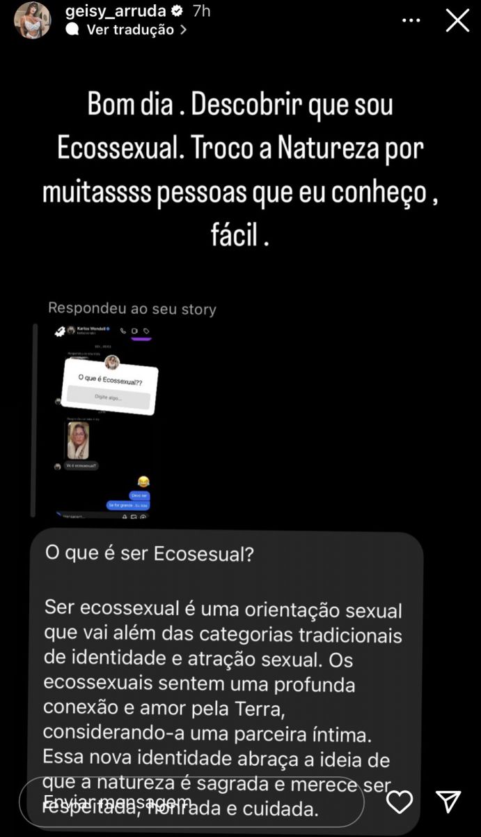 Geisy Arruda se declara ecossexual