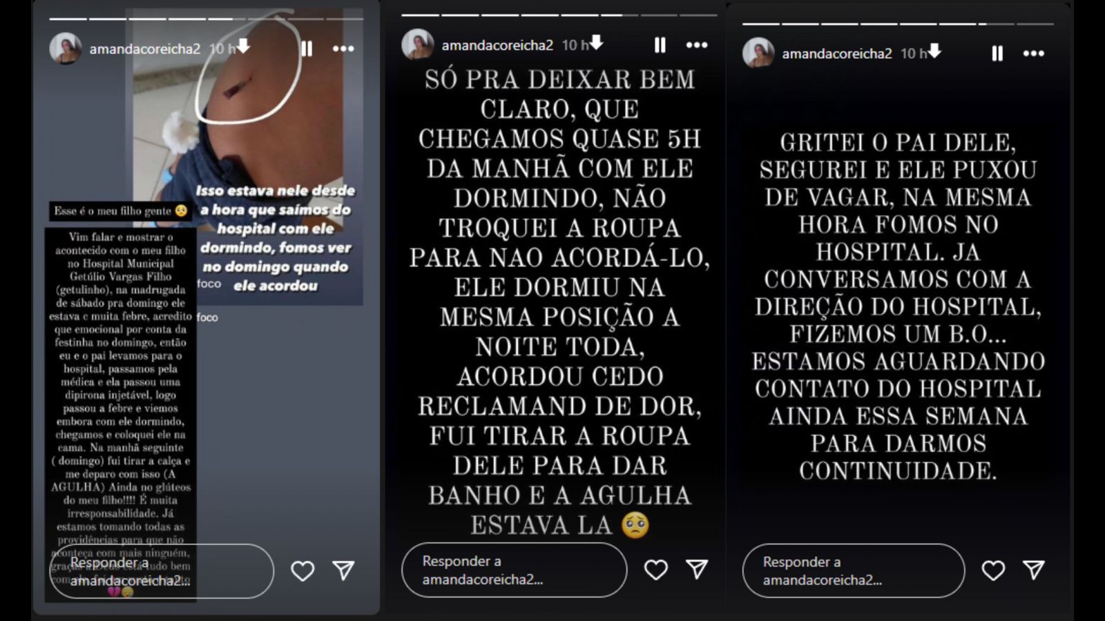 Relato da mãe nas redes sociais. - Foto: Reprodução Instagram