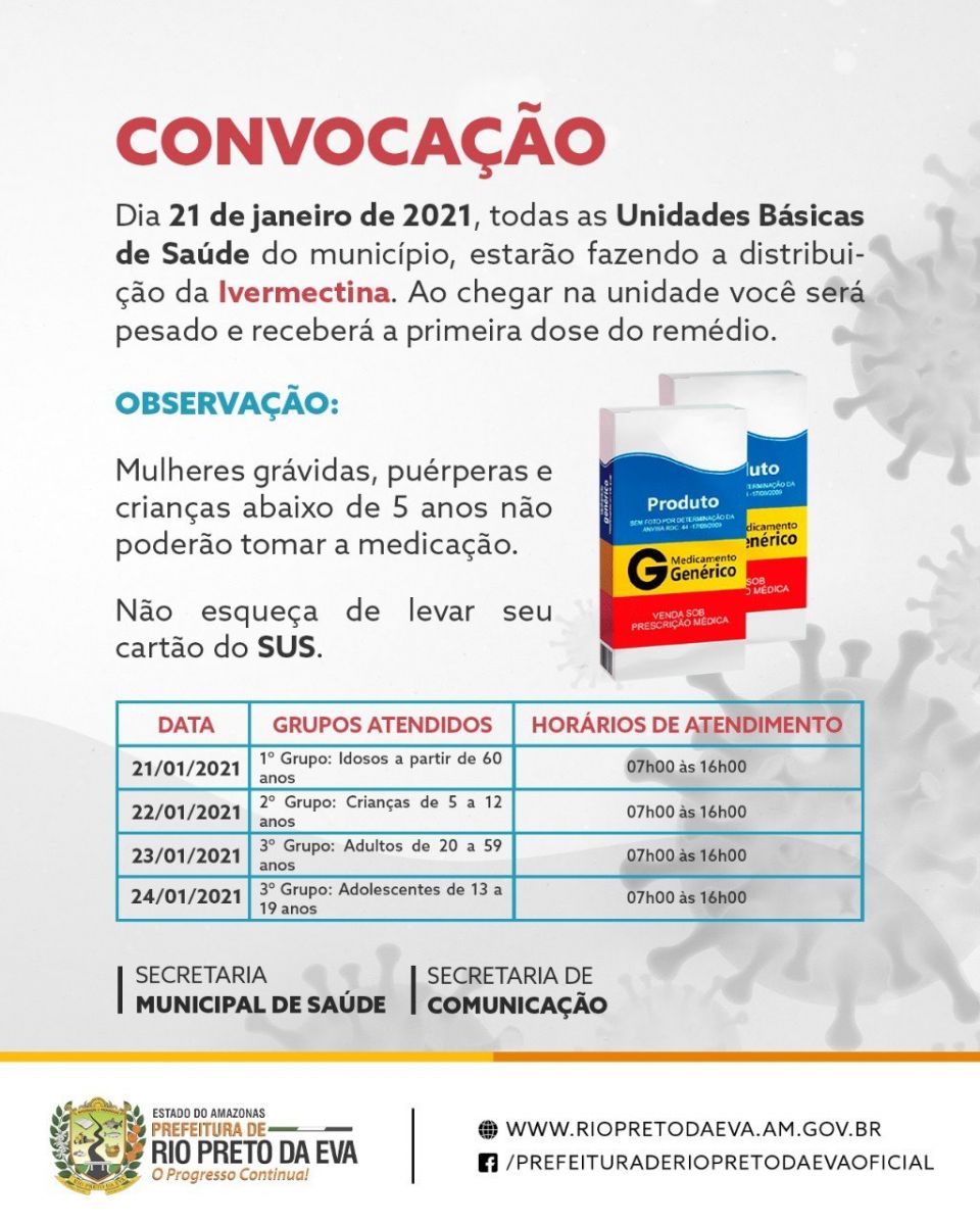 Calendário de entrega de ivermectina - Foto: Reprodução/ Facebook