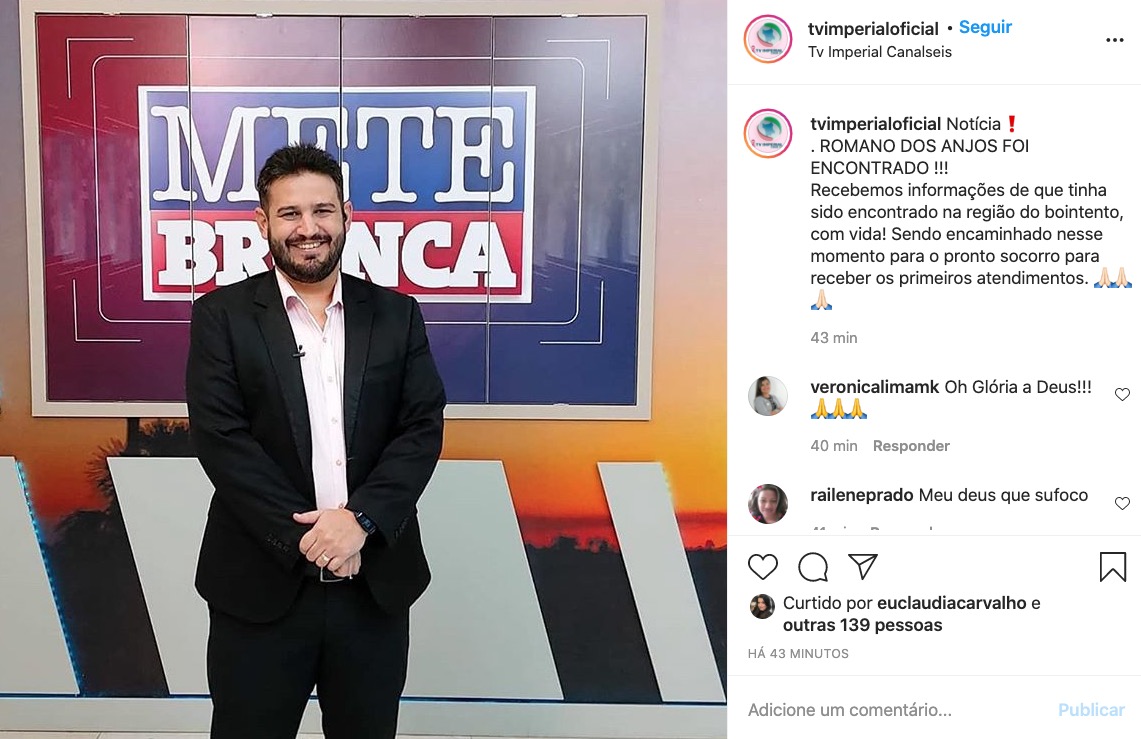 Apresentador foi encontrado nesta terça-feira (27) - Foto: Reprodução/ Instagram