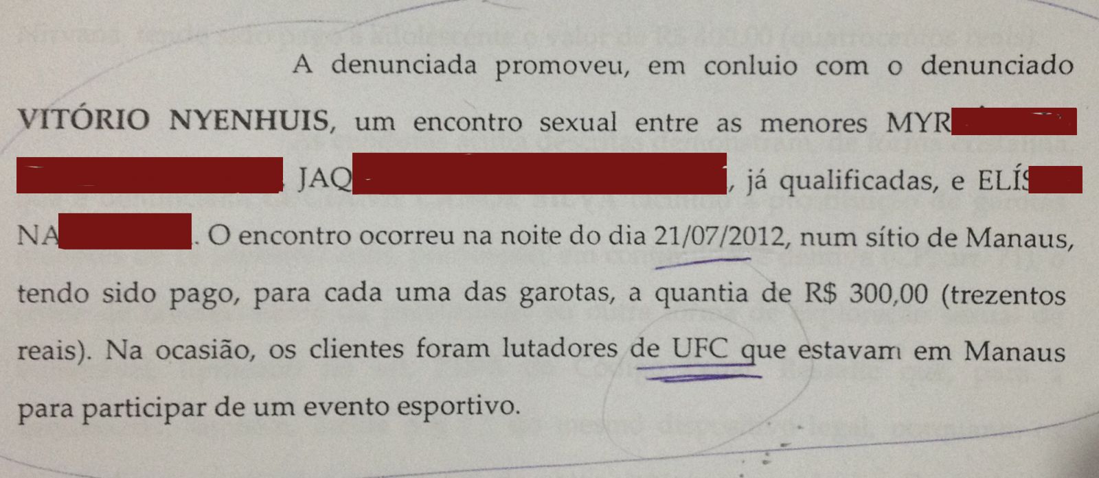 Menores teriam participado de noite de sexo com lutadores do UFC em Manaus